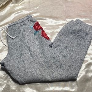 RARE Pink Vs rosé embroidered sweats size small